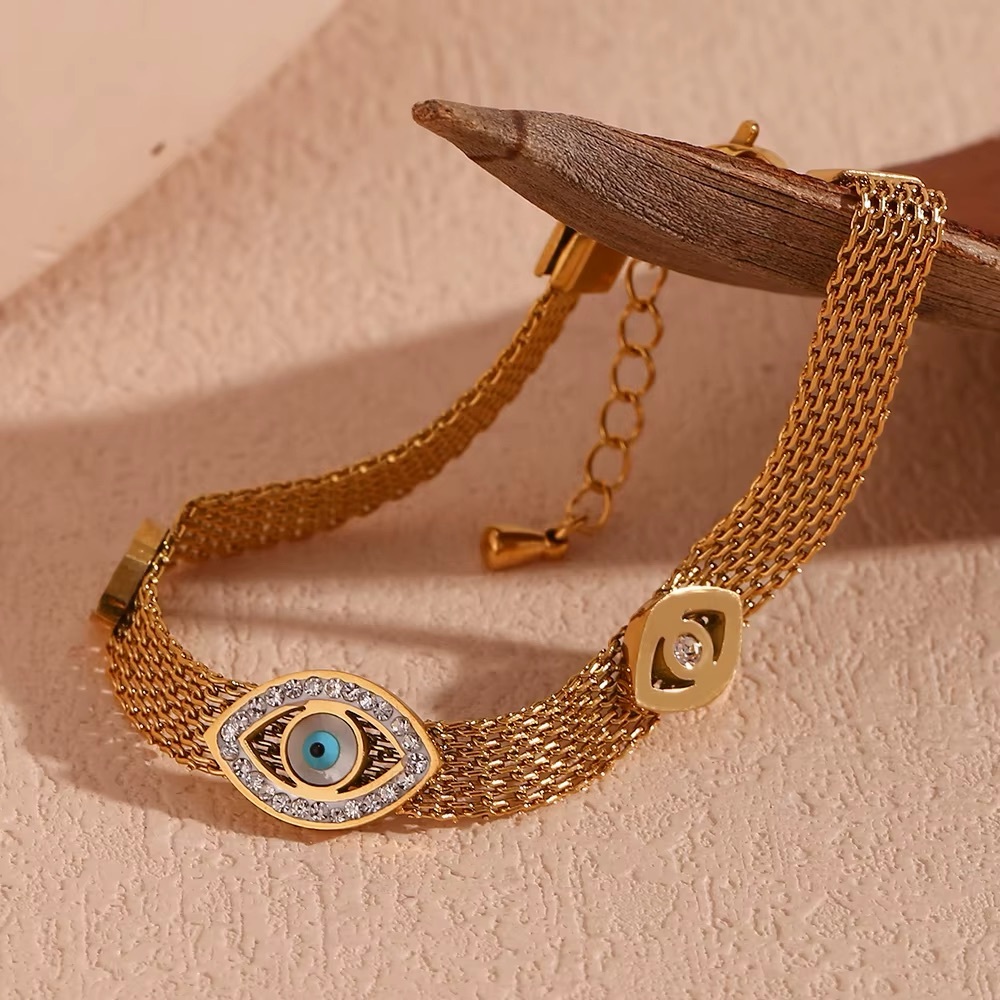 18K Gold Plated Evil Eye Bracelet*Nostalgic Unique Waterproof Tarnish Free MJ - Picture 3 of 6